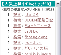 BlogPeople - 人気上昇中Blogトップ20（2004年12月20日）